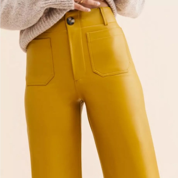 Maeve By Anthropologie The Colette Faux Leather Wide Leg Cropped Pants Sz 31 - Picture 10 of 11